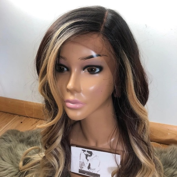 22” BLACK BROWN BLONDE OMBRÉ LACE FRONT WIG *NEW*